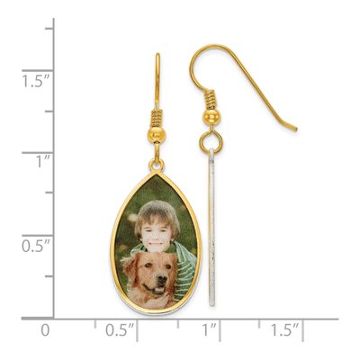 Gold-Plated Sterling Silver Personalized Teardrop Photo Dangle Earrings – view 2