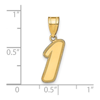 14K Yellow Gold Script Number 1 Pendant – view 4