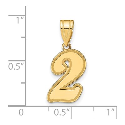 14K Yellow Gold Script Number 2 Pendant – view 4