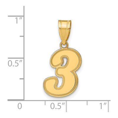 14K Yellow Gold Script Number 3 Pendant – view 4