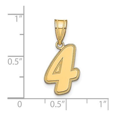 14K Yellow Gold Script Number 4 Pendant – view 3