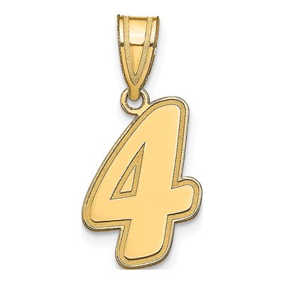 14K Yellow Gold Script Number 4 Pendant