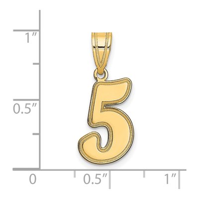 14K Yellow Gold Script Number 5 Pendant – view 3