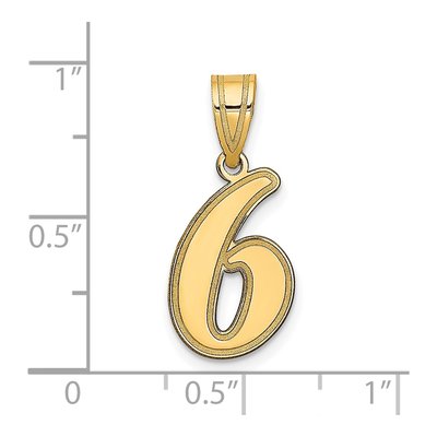 14K Yellow Gold Script Number 6 Pendant – view 3