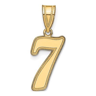 14K Yellow Gold Script Number 7 Pendant