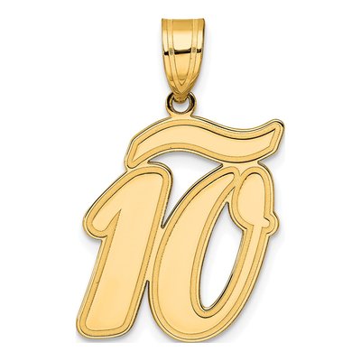 14K Yellow Gold Script Number 10 Pendant