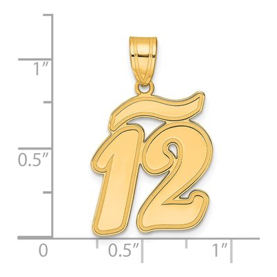 14K Yellow Gold Script Number 12 Pendant – view 5