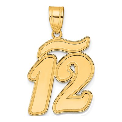14K Yellow Gold Script Number 12 Pendant