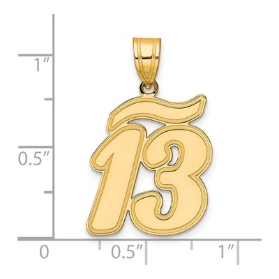 14K Yellow Gold Script Number 13 Pendant – view 5