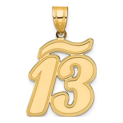 14K Yellow Gold Script Number 13 Pendant