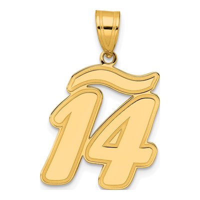 14K Yellow Gold Script Number 14 Pendant