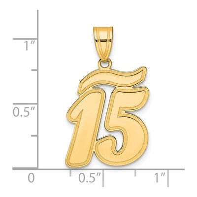 14K Yellow Gold Script Number 15 Pendant – view 5