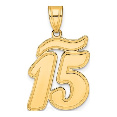 14K Yellow Gold Script Number 15 Pendant