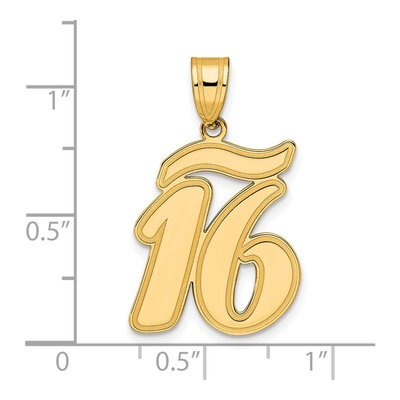 14K Yellow Gold Script Number 16 Pendant – view 5