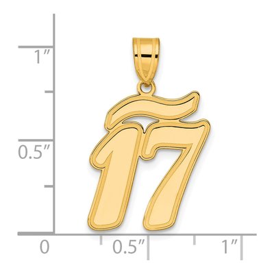 14K Yellow Gold Script Number 17 Pendant – view 5