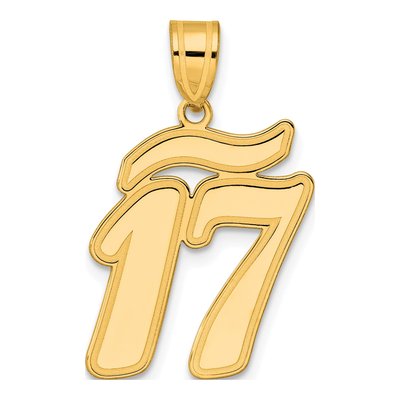 14K Yellow Gold Script Number 17 Pendant