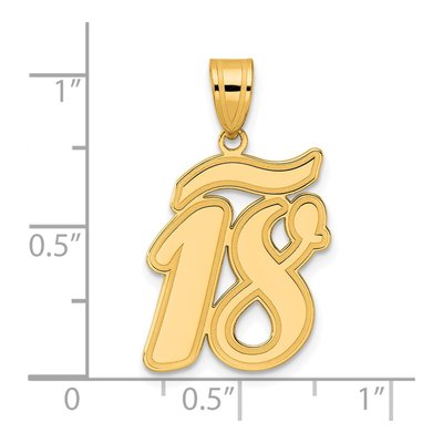 14K Yellow Gold Script Number 18 Pendant – view 5