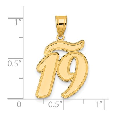 14K Yellow Gold Script Number 19 Pendant – view 5