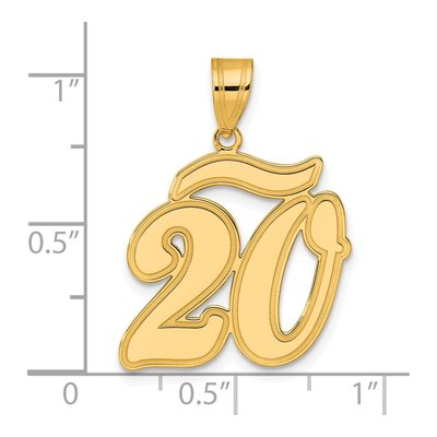 14K Yellow Gold Script Number 20 Pendant – view 5