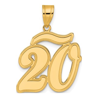 14K Yellow Gold Script Number 20 Pendant