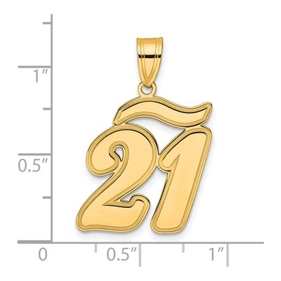 14K Yellow Gold Script Number 21 Pendant – view 5