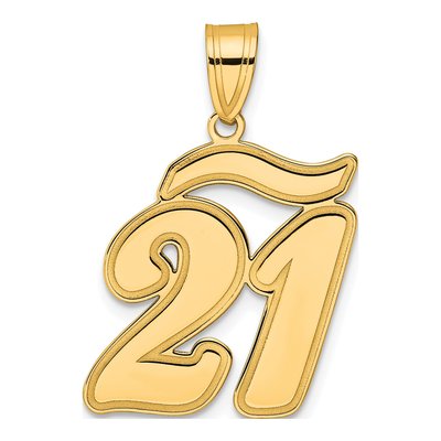 14K Yellow Gold Script Number 21 Pendant