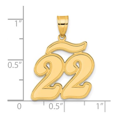14K Yellow Gold Script Number 22 Pendant – view 5