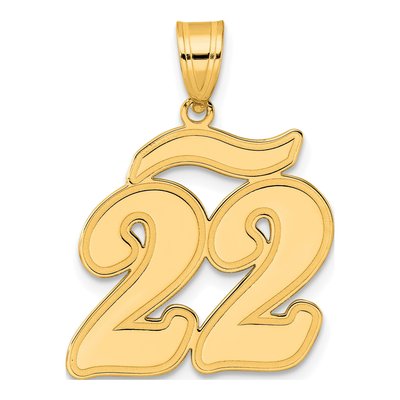 14K Yellow Gold Script Number 22 Pendant