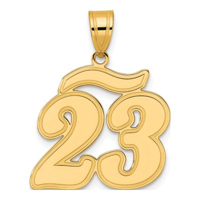 14K Yellow Gold Script Number 23 Pendant