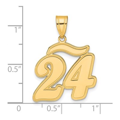 14K Yellow Gold Script Number 24 Pendant – view 5