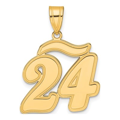 14K Yellow Gold Script Number 24 Pendant