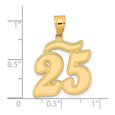 14K Yellow Gold Script Number 25 Pendant – view 5