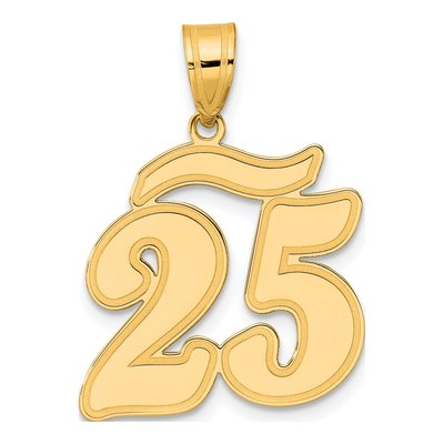 14K Yellow Gold Script Number 25 Pendant