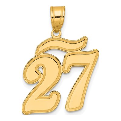 14K Yellow Gold Script Number 27 Pendant