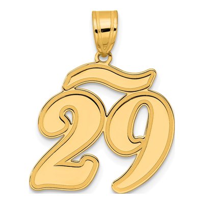 14K Yellow Gold Script Number 29 Pendant