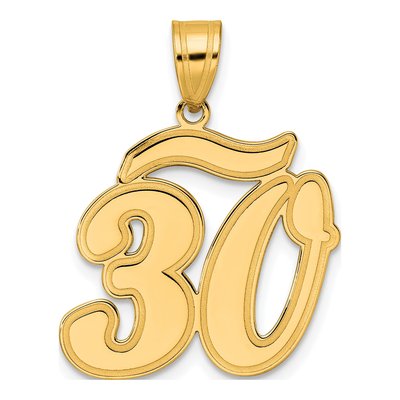 14K Yellow Gold Number 30 Pendant