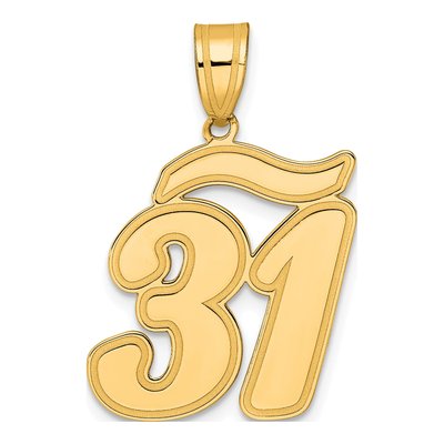 14K Yellow Gold Script Number 31 Pendant