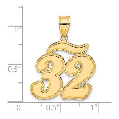 14K Yellow Gold Script Number 32 Pendant – view 5