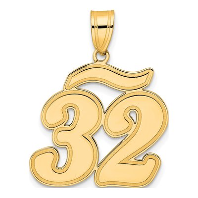 14K Yellow Gold Script Number 32 Pendant
