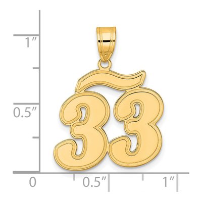 14K Yellow Gold Script Number 33 Pendant – view 5