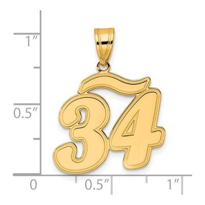 14K Yellow Gold Script Number 34 Pendant – view 5