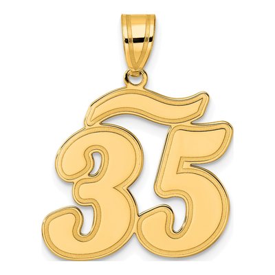 14K Yellow Gold Script Number 35 Pendant