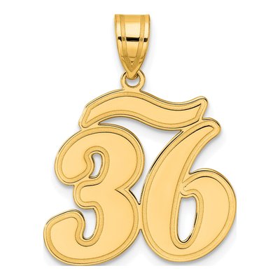14K Yellow Gold Script Number 36 Pendant