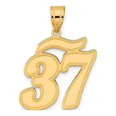 14K Yellow Gold Script Number 37 Pendant