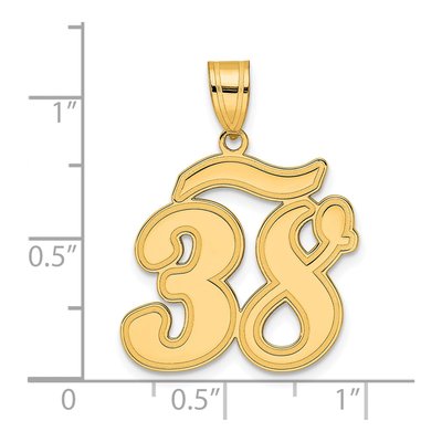 14K Yellow Gold Script Number 38 Pendant – view 5