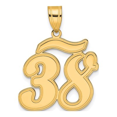14K Yellow Gold Script Number 38 Pendant
