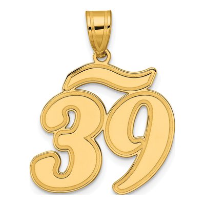 14K Yellow Gold Script Number 39 Pendant