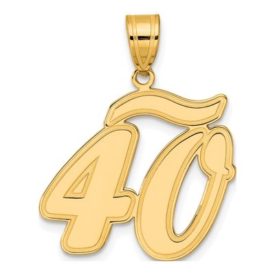 14K Yellow Gold Script Number 40 Pendant