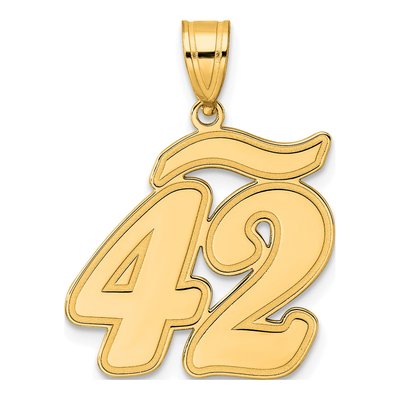14K Yellow Gold Script Number 42 Pendant