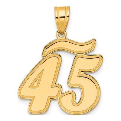 14K Yellow Gold Script Number 45 Pendant